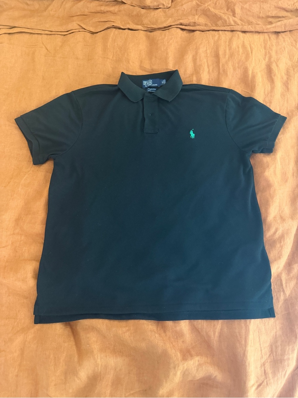 Polo by Ralph Lauren Men's Black Custom Slim Fit The Earth Polo
